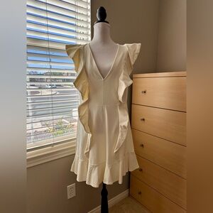 H&M Cream Ruffle Mini Dress